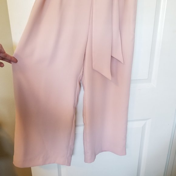 Tahari Blush Rose Pink Sleeveless Capri Midi Jumpsuit Women's Size 2 - Picture 2 of 6